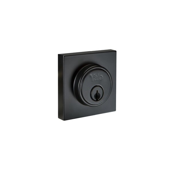 Yale Real Living Edge YE Series Square Single Cylinder Deadbolt with Kwikset Keyway Black Finish YR82ESQDBBLK - main